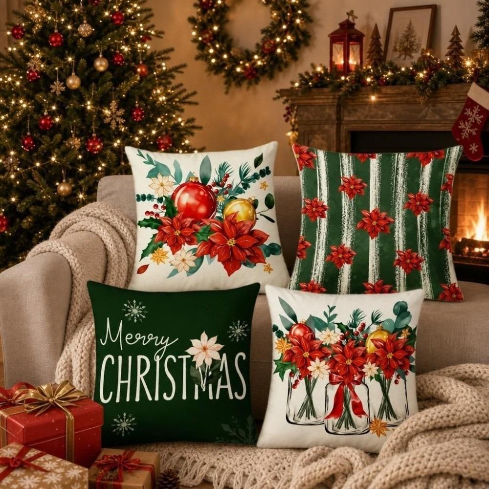 2D Printed Christmas Pillow Covers Soft Xmas Pillowslip Xmas Throw Cushion Case Home