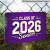 2D Flat, 1pc Class of 2026 Senior Aluminium Sign 8x12 Inch - Retro Purple Distressed Design, "CLASS OF 2026 Senior!" Quote, Graduation Gift for High