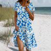 Платье в стиле бохо с коротким рукавом для женщин, повседневное, свободного кроя, летнее, сарафан с цветочным принтом и карманами