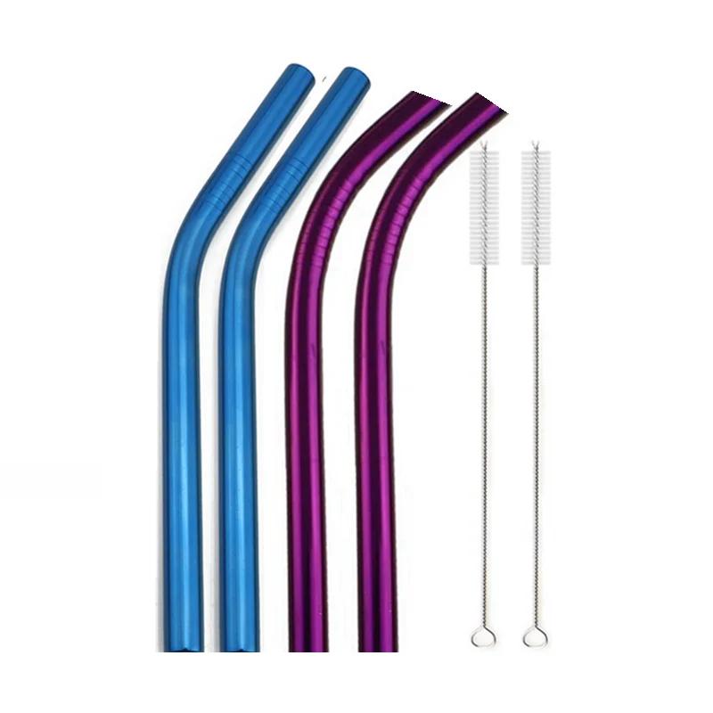 Соломинки для смузи из нержавеющей стали 304, ширина 12 мм, многоразовые металлические трубочки для питья молочных коктейлей, набор изогнутых трубочек для чая Boba Bubble Tea