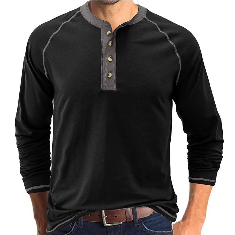 Autumn Winter Classic Solid Color Long Sleeve Mens Button Down T-shirt Casual Versatile Daily Wear Comfortable Basic Bottom Shirt for Men
