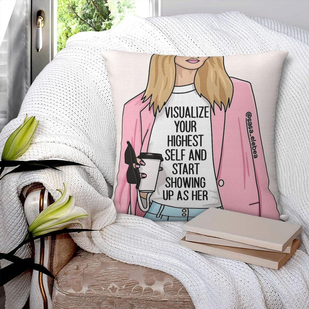 Start Showing Up As Her Square Pillowcase Polyester Linen Velvet Pattern Zip Decor Throw Pillow Case Home Cushion Cover