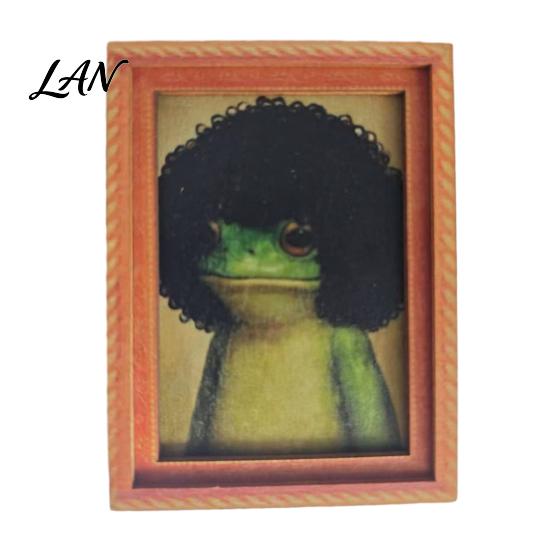 Decorative Cabinet Magnet Abstract Frog Refrigerator Magnet, Framed Hairstyle Fridge Magnetic Ornament Home Kitchen Office Decoration Party