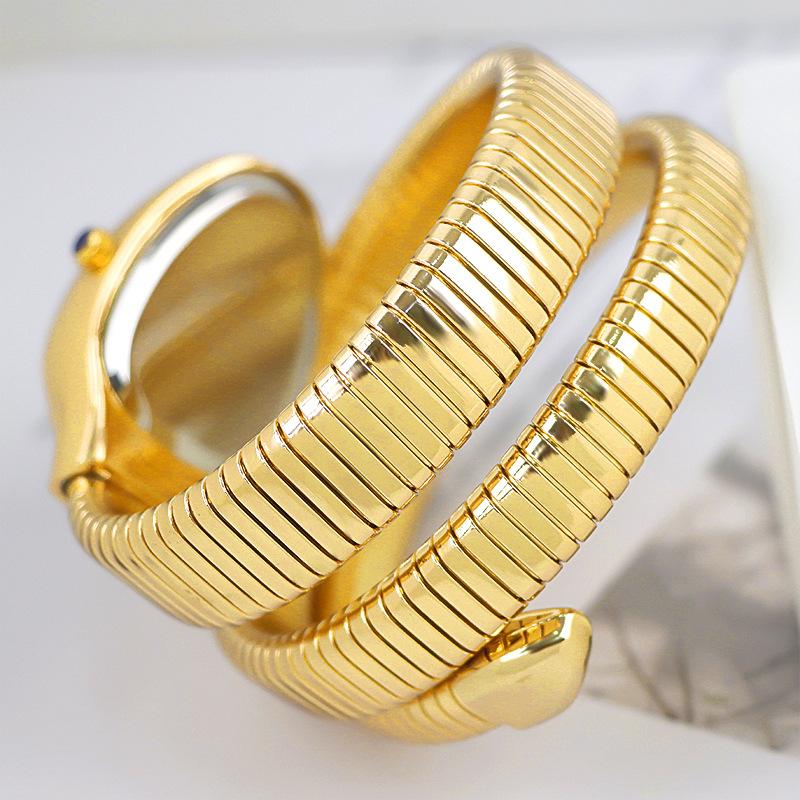 Часы в форме змеи для женщин, наручные часы-браслет с блестящими стразами, кварцевые наручные часы