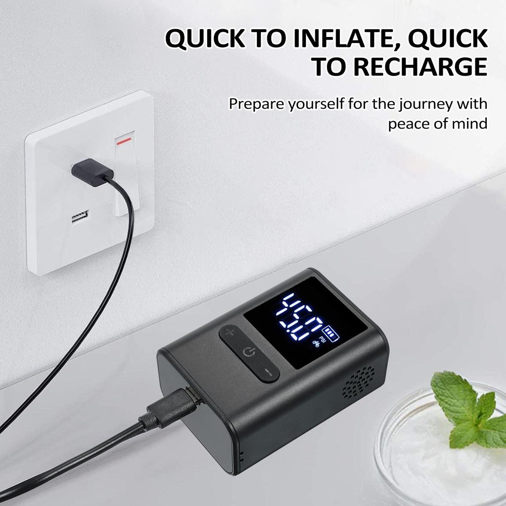 Велосипедный насос, электрический велосипедный насос, портативный насос для накачивания шин, воздушный насос для велосипедов, манометр высокого давления 100 фунтов на кв. дюйм, 1000 мАч, мини-насос для велосипеда и автомобиля