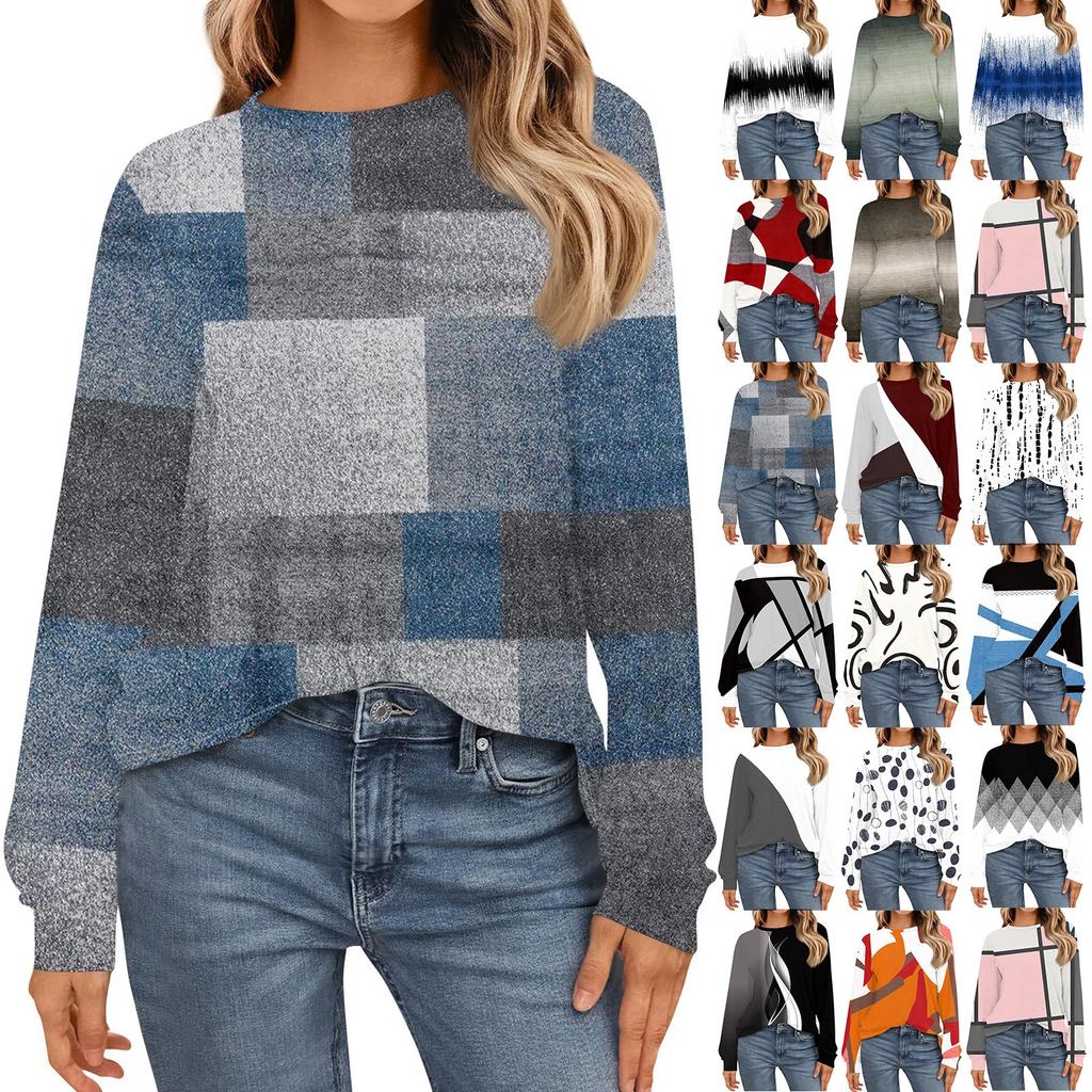 Women's Fashion Long Sleeve Shirts Loose Fitted Crewneck Basic Tops Casual Outfits