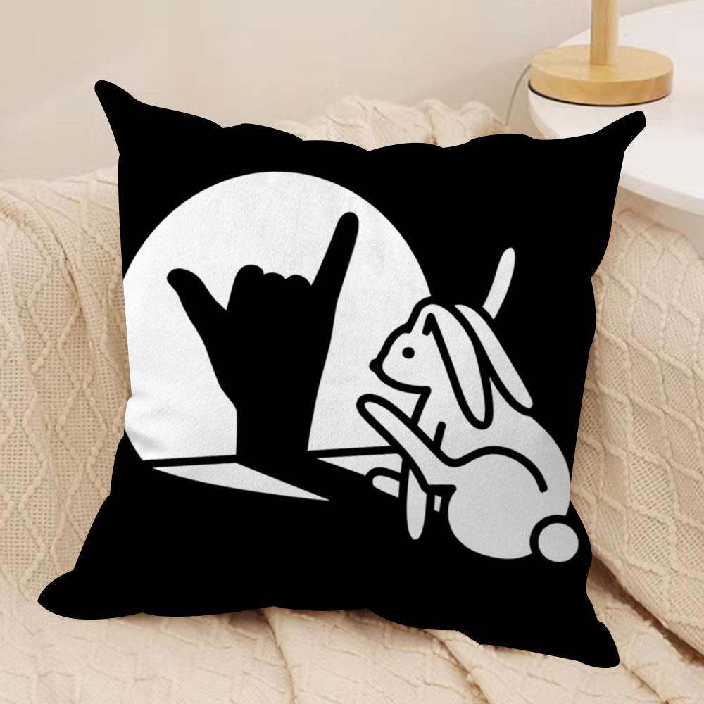 Funny Rabbit hand shadow Cushion Cover Soft Plush Fabric DoubleSided Printed Cushion Covers for All Seasons Modern Home Decor