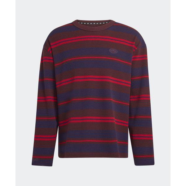 adidas Оригинальная мужская футболка с длинным рукавом Originals FW25 90-х в альтернативную полоску вафельной вязки KS6847