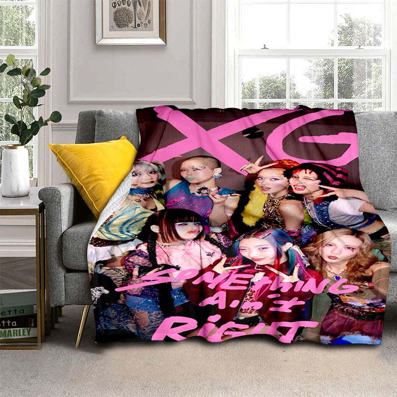 Soft flannel blanket, K-POPX-XG girl group poster blanket, portable home travel blanket, suitable for sofa beds, bedrooms, and