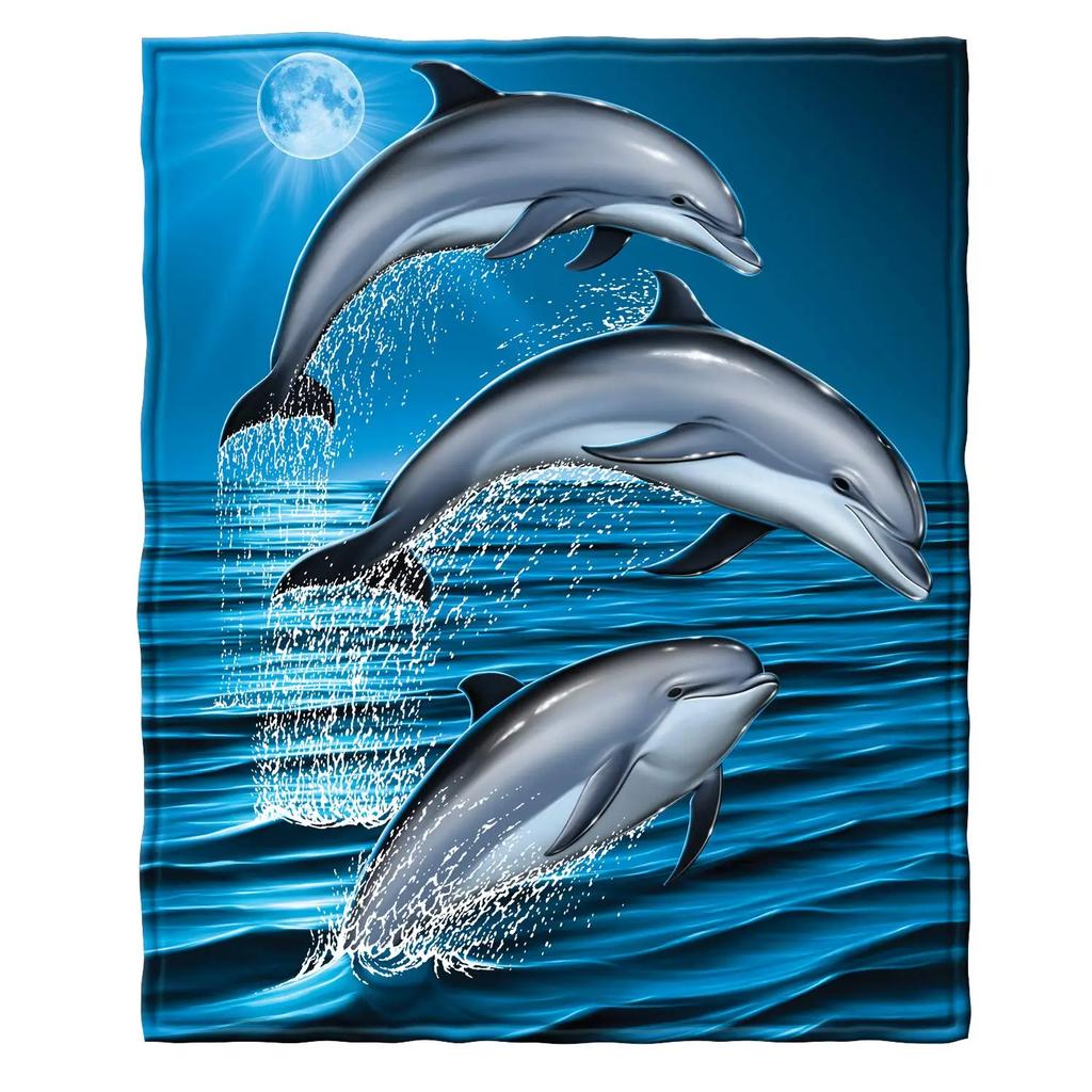 Dolphin Throw Blanket, Soft for Girl Kid Teens Adults, Fleece Cute Warm Cozy Bed Crib or Couch