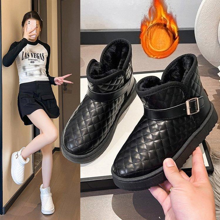 Женские зимние теплые ботинки с мехом, мягкой подошвой, большим размером, стремешком на одну ногу, нескользящие, спортивные хлопковые ботинки до щиколотки с подкладкой
