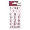 Autocollants chiffres floqués rouges pour Calendrier de l'Avent
