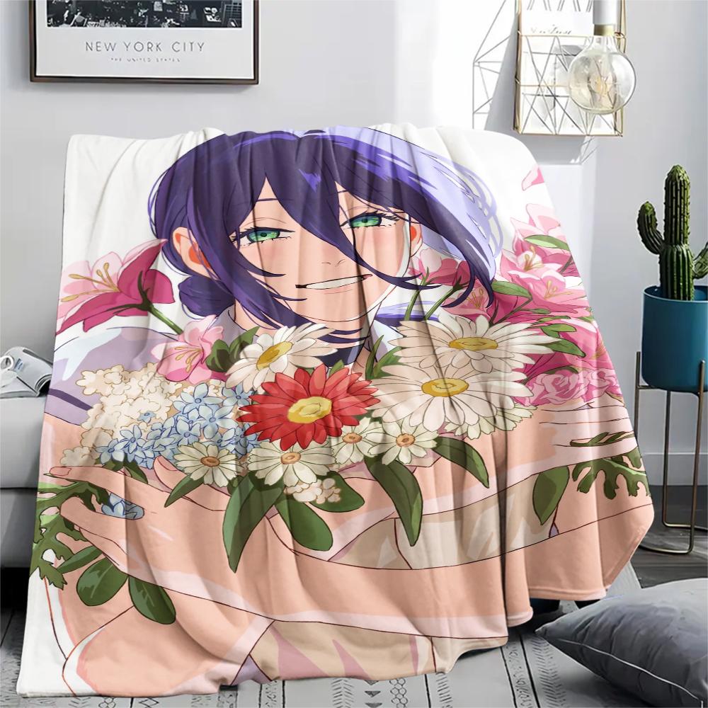 1Pc Chainsaw Man Print Flannel Blanket, High quality Comfortable for All Seasons, Home Decor, Warmth and Comfort, Perfect for Christmas Gifts