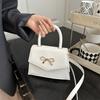 Foreign Style Popular Bow High-end Texture Small Square Bag Women's Versatile Casual Niche Design Solid Color Commuter Messenger Bag
