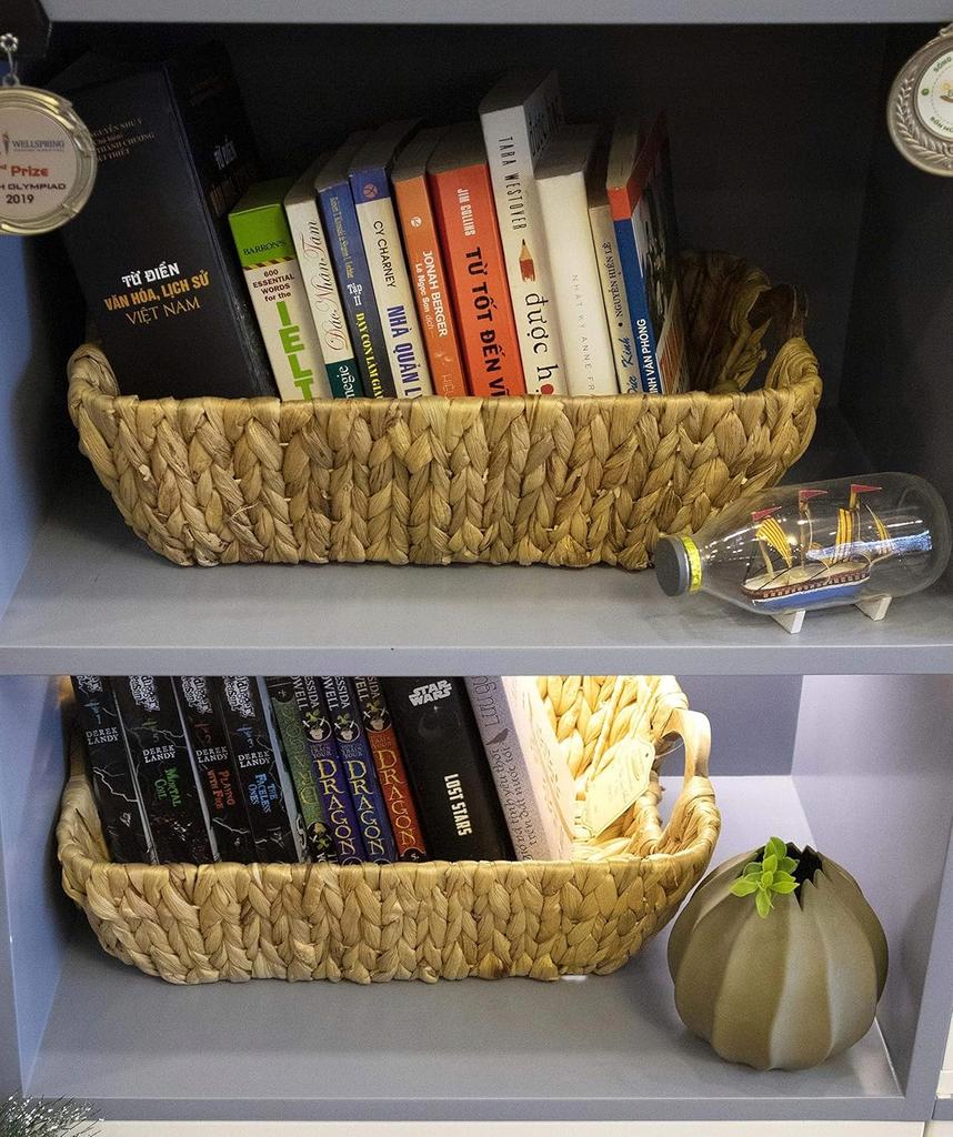 Rectangular Water Hyacinth Basket Ravi 29X22Xh8Cm 91867 1 Pc