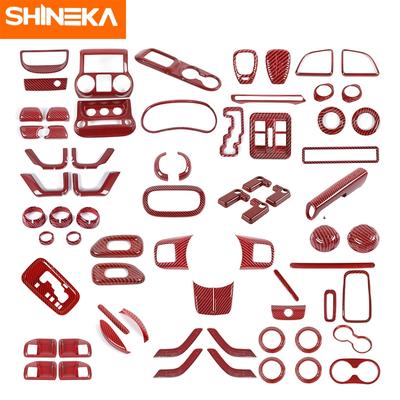 SHINEKA ABS интерьер красный углеродное волокно декоративные наклейки для Jeep Wrangler JK 2011-2017 автомобильные 2/4 дверные аксессуары