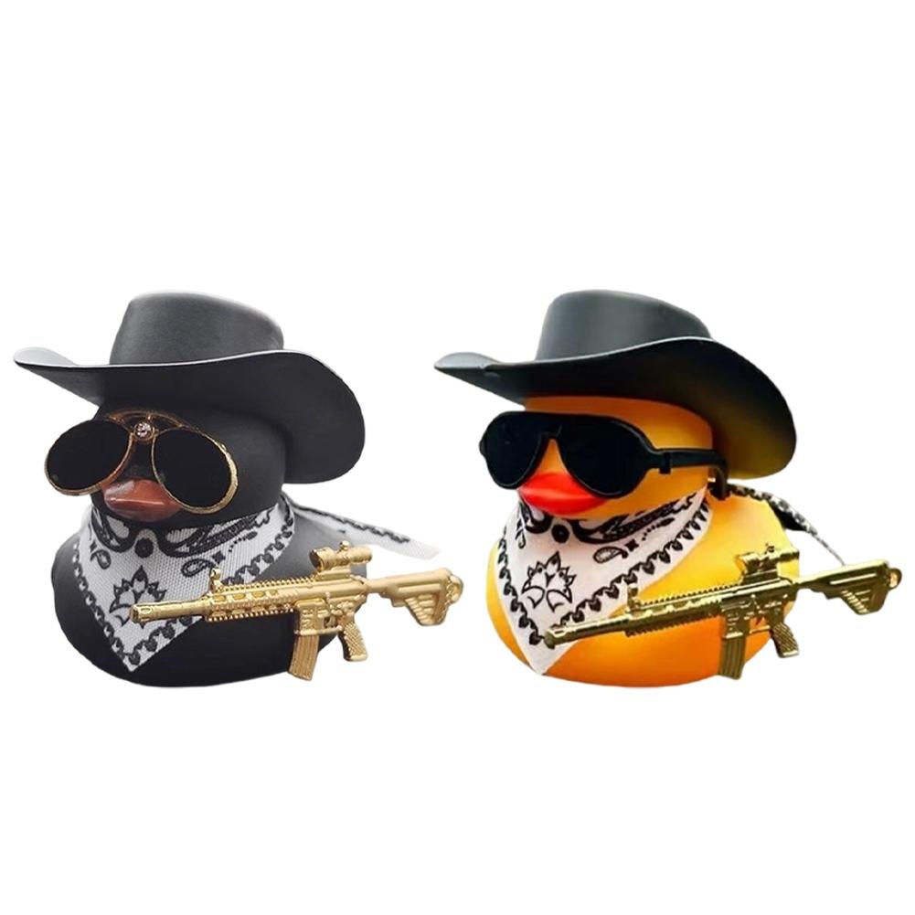 Car Interior Center Console Decoration Ornaments Cool Western Black Duck with Scarf Sunglasses Auto Interior Ornament