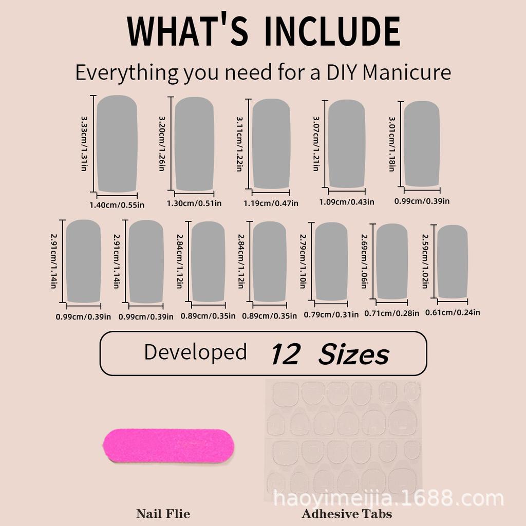 24pcs/set Wearable Extended Pipe Nail Patch French Pink Crushed Diamonds Wearable Nail Nail Stickers