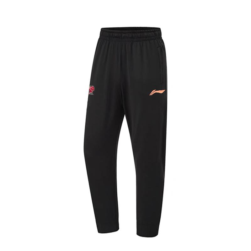 Баскетбольная серия Li Ning с логотипом, эластичные прямые повседневные брюки, мужские низы, черные AKLU535-1