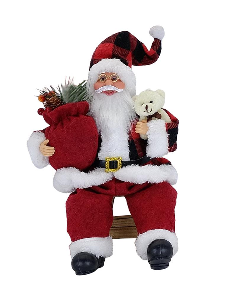 14'' Collectible Christmas Figure Decorations Sitting Santa Claus Figurines Santa Doll Toy
