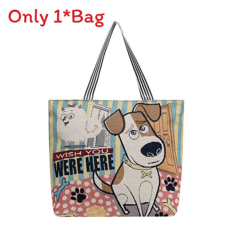 Canvas Butterfly Elephant Cat Tote Bag For Women With Sewn Details For Daily Use