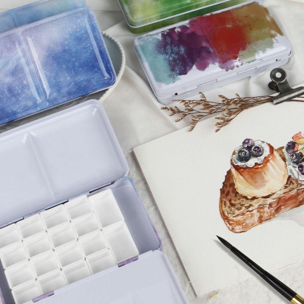 Metal Construction Watercolor Paint Box Small Size Folding Paint Box  For Gouache Painting