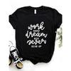 Work Hard Dream Big Letter Print Женская футболка с коротким рукавом и круглым вырезом Свободная женская футболка Женская модная футболка Топы Одежда