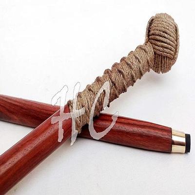 Деревянная антикварная трость ручной работы с ручкой из джутовой веревки для ходьбы