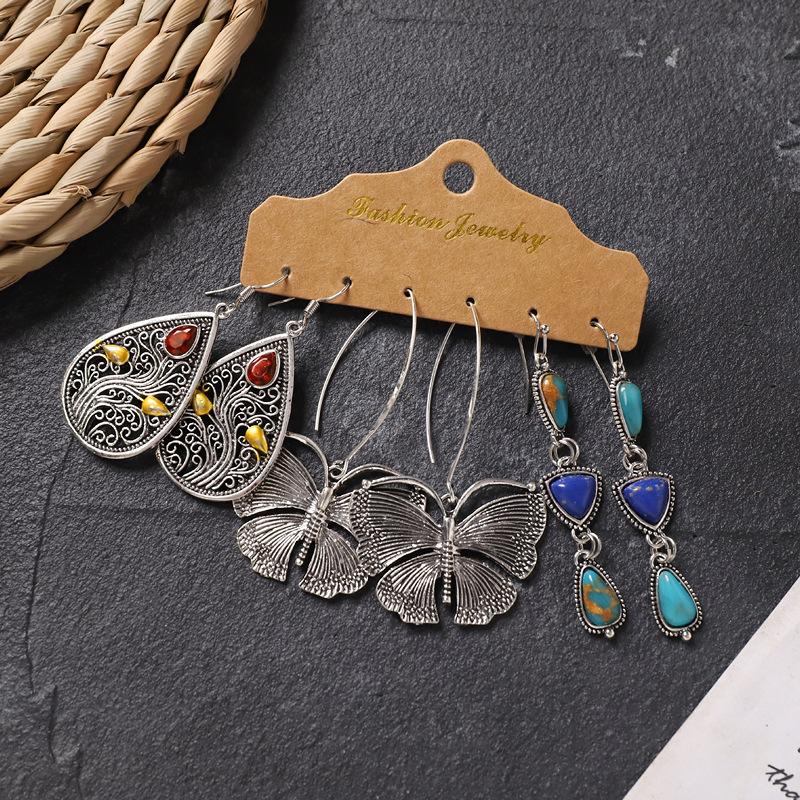 Set Earrings Retro Niche Long Fringed Bohemian Vacation Style Earrings Women's Earrings