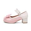 Модная женская обувь на среднем каблуке Лолита Лакированная кожа Пэчворк Милый бант Туфли Мэри Джейн Свадебные туфли невесты Косплей Вечеринка Розовый Черный Размер 31-48