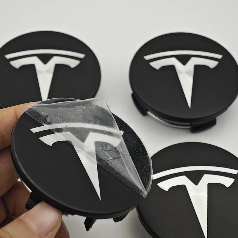 Автомобильная наклейка 2025 Новая Tesla 4 шт. ABS 56 мм Накладки на значки Tesla Model 3 Model Y Колпачки ступиц Центральные колпачки колес для Tesla Model Y X S 202