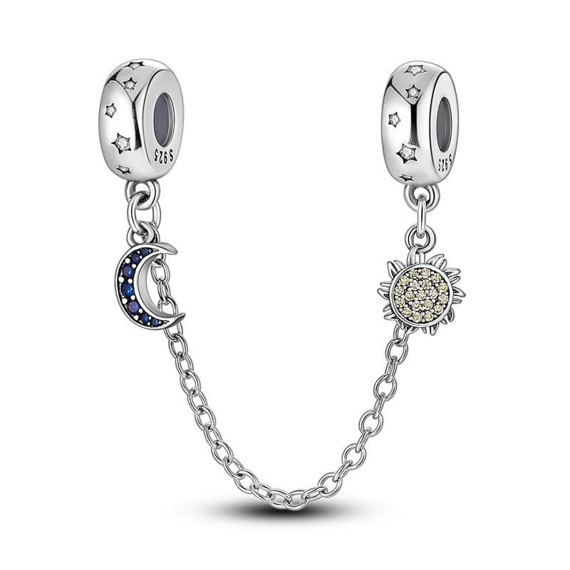 Spacer Clip Charms Safety Chain 925 Silver love Daisy Heart Charms Fit 4MM hole diamete Bracelet Jewelry DIY Gift