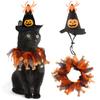 Pet Halloween Hat Scarf Set Cat Cape Hat Set Accessories Dog Oшейник Pet Pumpkin Mesh Ожерелье для собак на Хэллоуин
