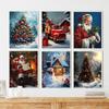 Red Truck Christmas Tree Holiday Decoration Poster Winter Santa Claus Snow Scene Canvas Painting Living Room Wall Art Home Decor