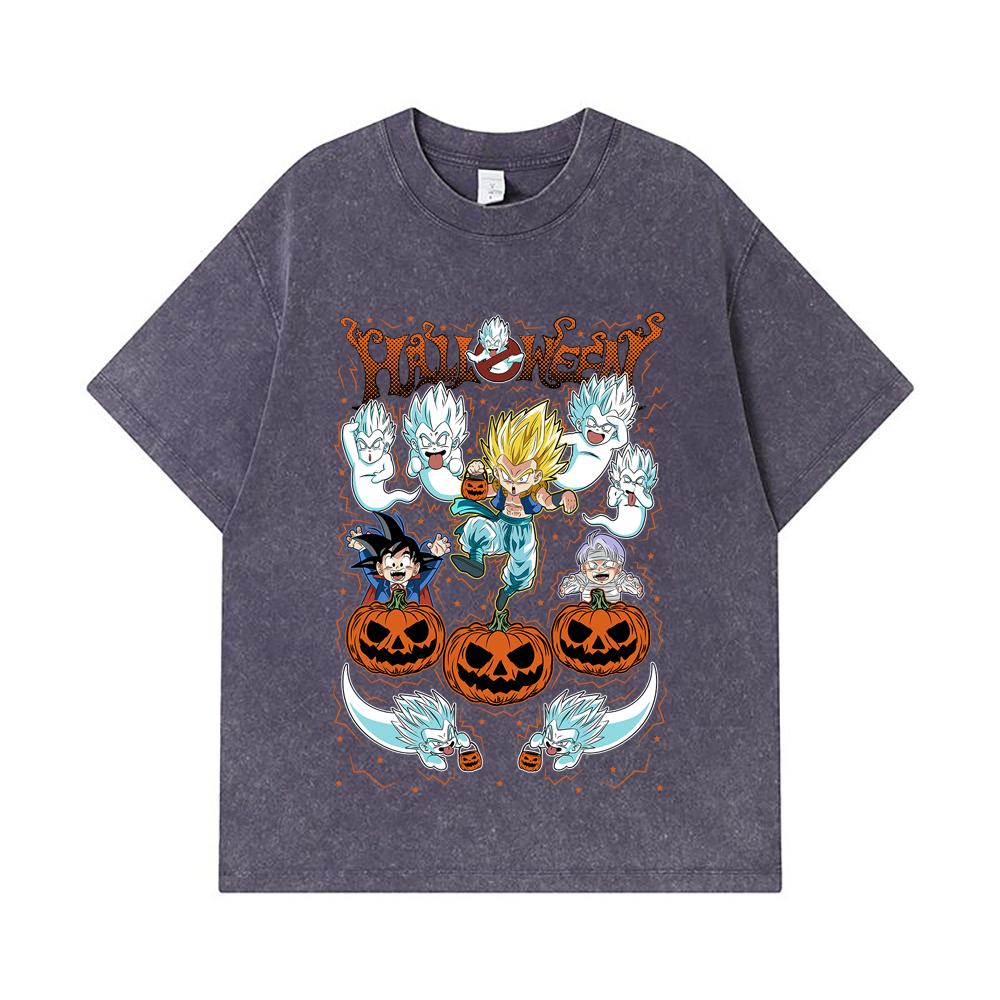 275 GSM Washed T-shirts 100% Cotton Dragon Ball V43 Gotenks Halloween Print Unisex Heavy Cotton T Shirt