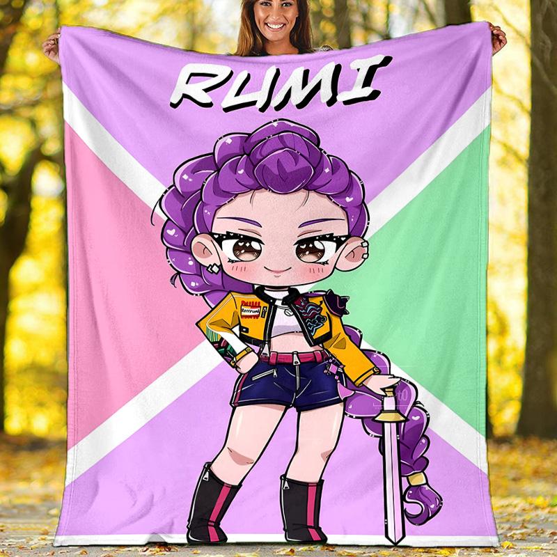 1pc KPop RUMI1 Theme Blanket - Digital Print, Polyester, Cozy for All Seasons, Perfect for Outdoor, Camping, and Travel