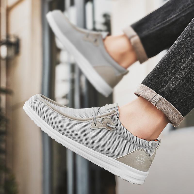 Мужские парусиновые туфли, черные туфли для вождения, повседневные серые туфли с широким носком, для дальних больших размеров, легкие