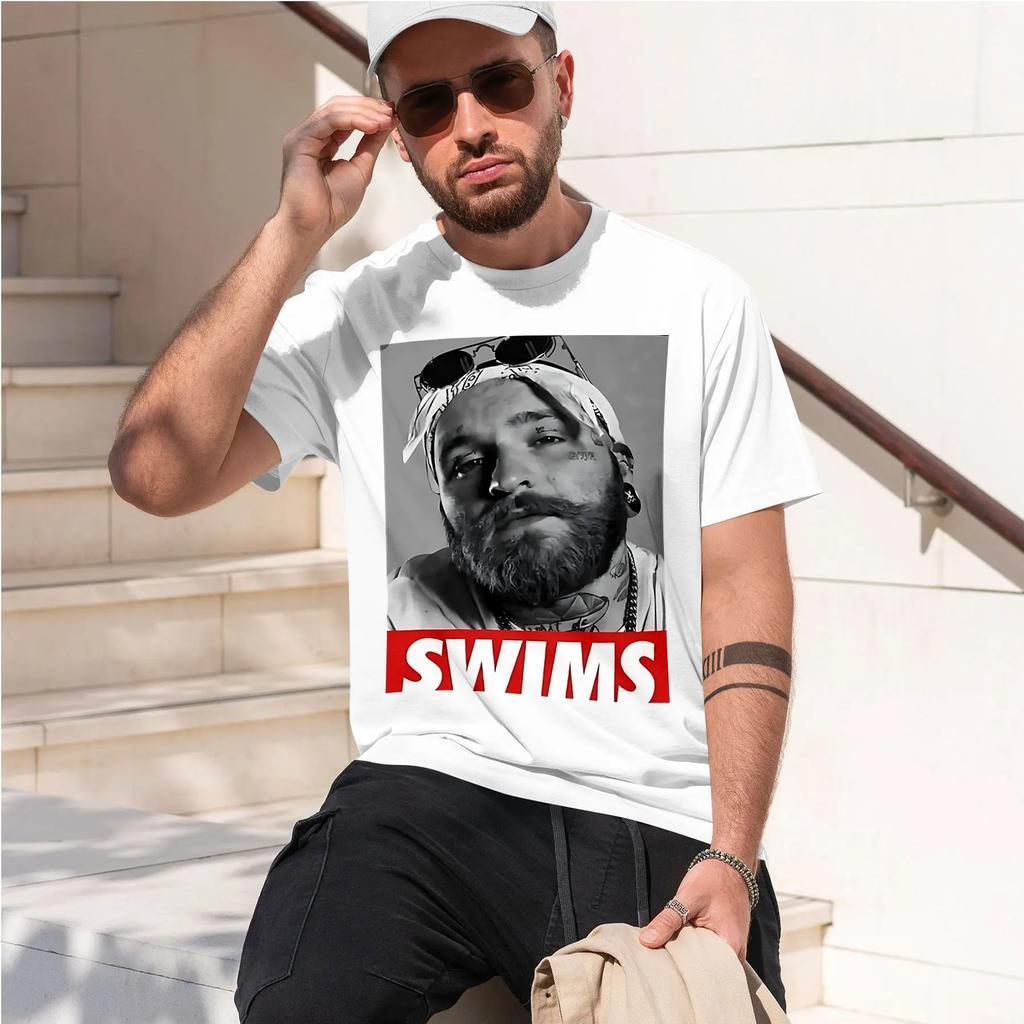 Teddy Swims 2026 fashion heavyweight hot selling retro printed pattern fun round neck T-shirt for daily comfort