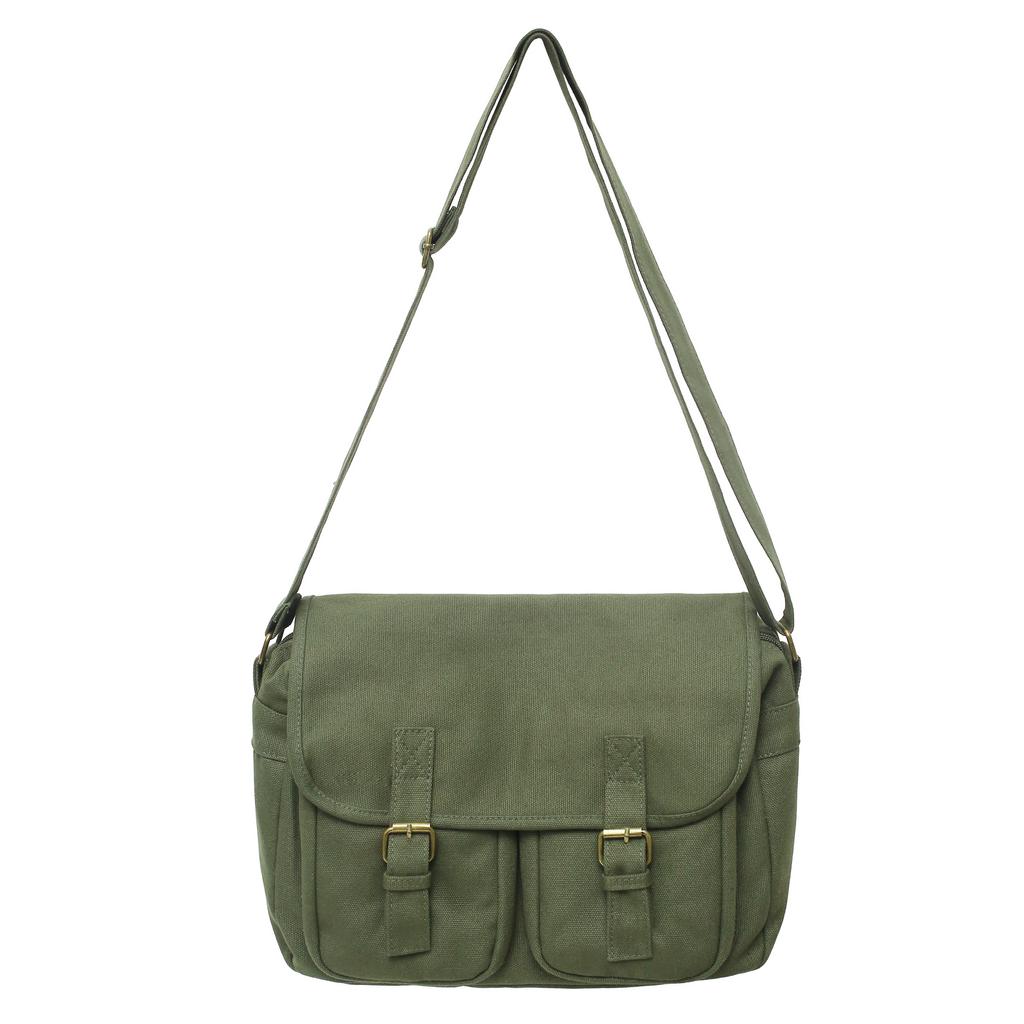 Простая винтажная сумка через плечо, легкая сумка через плечо унисекс с декором с пряжкой, повседневная квадратная холщовая сумка в стиле ретро для школы