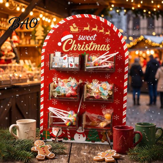 Creative Holiday Gift Display Christmas Tree Wooden Candy Stand, Acrylic Drawer Organizer for Clear Storage Sweets Party Dessert Table, Treat Holder,