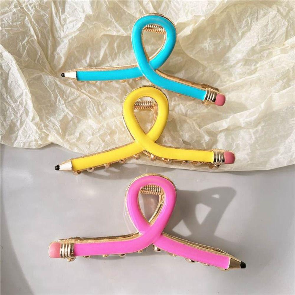 Novelty Pencil Hair Clips Cute Metal Barrettes Fashion teacher hair clips Classroom