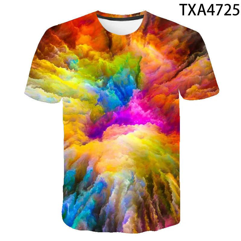 3D футболка Galaxy Colorful Clouds футболка для мужчин, женщин, детей, облако крутая футболка с принтом звездного неба, топы, футболки, одежда для мальчиков и девочек