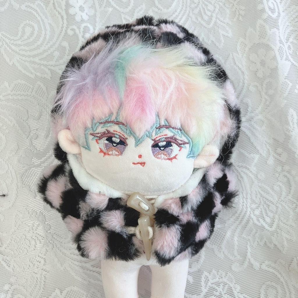 Розовый клетчатый плюшевый костюм для 15см и 20см плюшевых игрушек, пончо, головной убор, G-Trigger, Нуикацу, Нуидори [Товар]