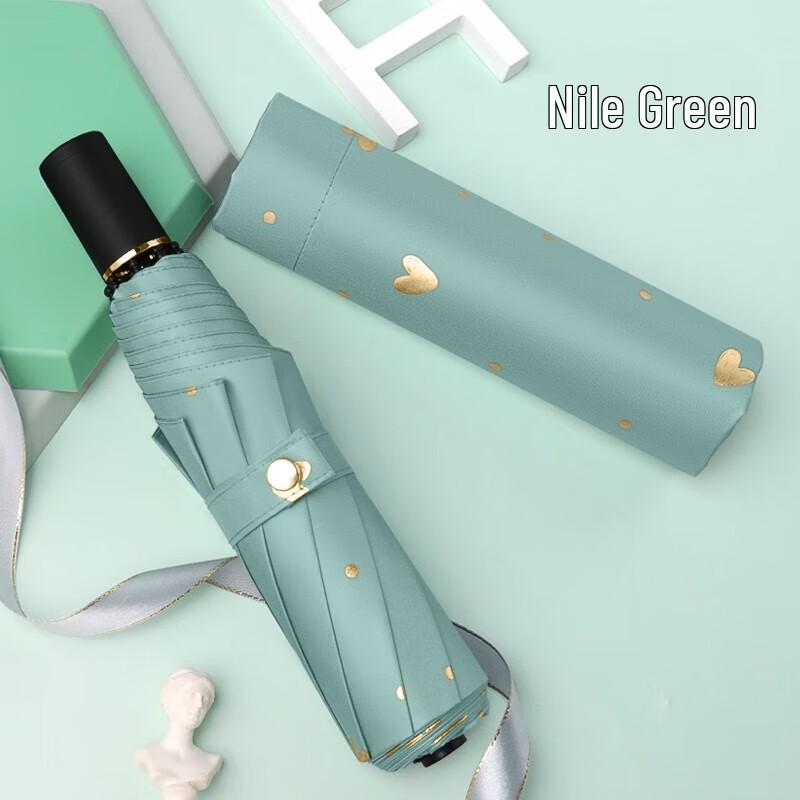 MAYDU Tri-Fold Heart-Patterned Anti-UV Sun Umbrella