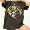Sailor Moon Ретро 90-х Аниме Графическая Футболка Летняя Хлопковая Унисекс Женская Футболка Уличная Одежда Повседневный Тренд Короткий Рукав Пара Хип-Хоп Топ