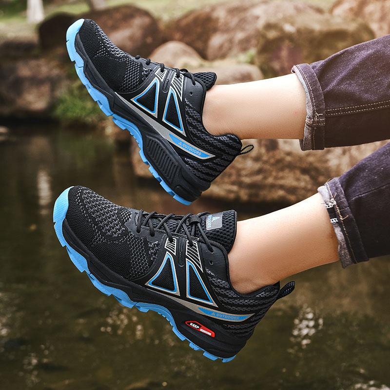 Мужские уличные походные ботинки Внедорожные Нескользящие Защита от ударов Дышащие Высококачественные Мужские ботинки Без шнуровки Повседневные Велосипедные туфли 47