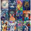 Full Square Diamond Painting Portrait Colorful Animal Diamond Embroidery Wolf Owl Panther Picture of Rhinestones Stitch Cross Christmas Decoration