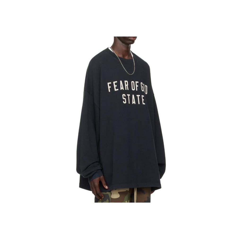 Fear of God Essentials Тяжелая футболка с длинным рукавом Черная Мужские Топы 125BT242010F