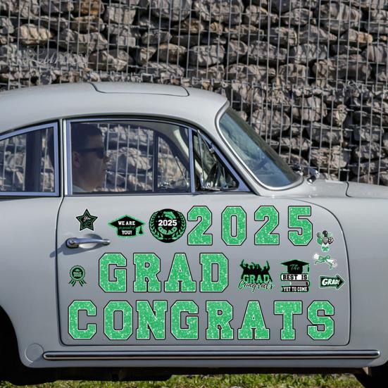 Магниты на автомобиль с надписью «Выпускной 2025» Поздравляем выпускников Магнитные наклейки Тематические магниты для декора гаражных ворот Холодильник