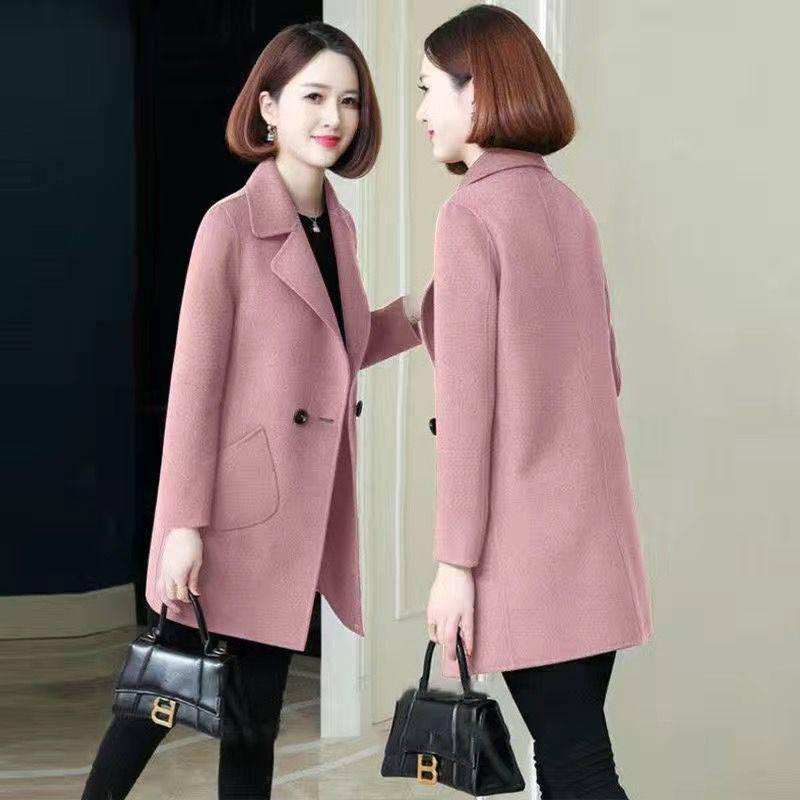Женское шерстяное пальто средней длины, приталенное, в корейском стиле 2025, для миниатюрных, свободного кроя, на осень/зиму